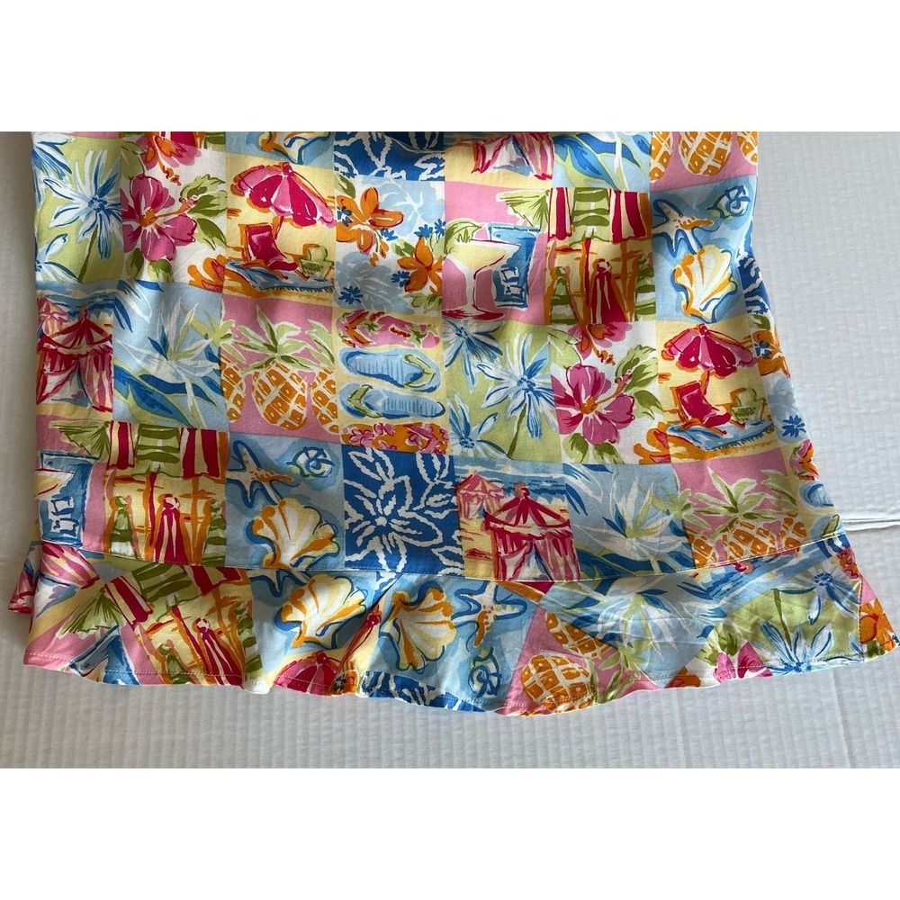 Summer Ready Weekend Clothes Line Multi Printed Beachy Patchwork Resort  Dress L - Picture 12 of 13